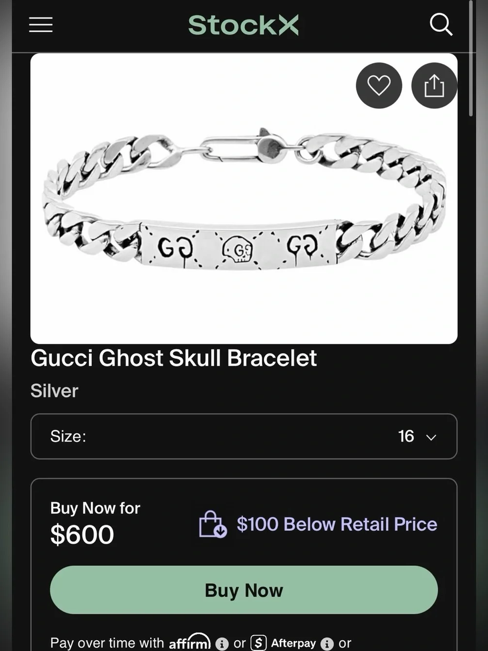 Sterling Silver GucciGhost Hamlet Skull ID Chain Bracelet